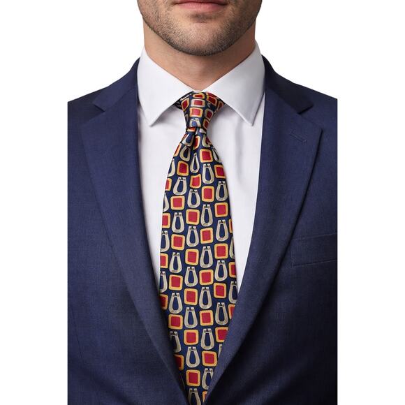 Gucci 100% Silk Geometric Pattern Tie Made in Italy